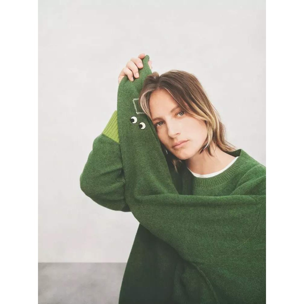 Uniqlo Anya Hindmarch Premium Lambswool Crewneck Sweater Eyes Green Small